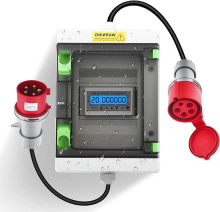 Mobiele stroommeter - Digitale teller - Energieverbruik meten - IP65 waterdicht - 16 A 380 V - Wit