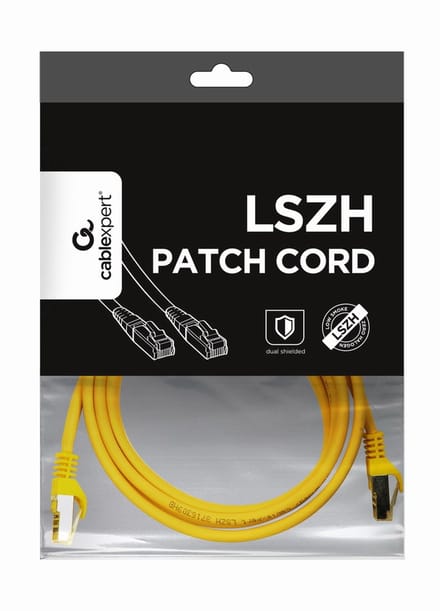 S/FTP Cat6A patchkabel LSZH, geel 1.5 m
