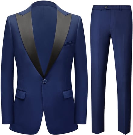 ALLTHEMEN Heren Effen Pak met Enkelsnoer - Middenachter split - M
