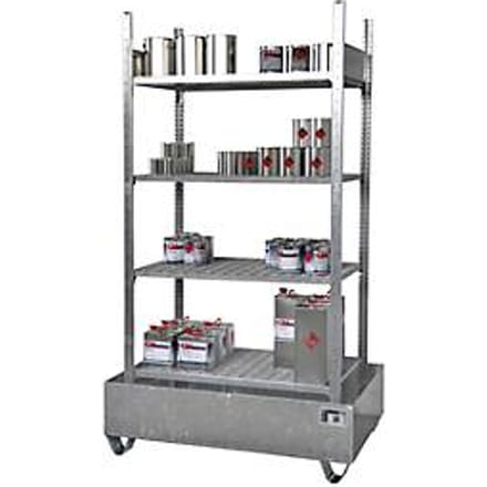 BAUER S 3021-4E kleine containerlegbord, basislegbord, B 1200 x D 800 x H 2105 mm, 4 roostervakken + 1 opvangbak
