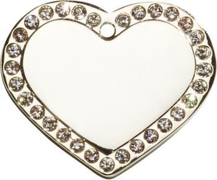 Hondenpenning met hart glittersteentjes