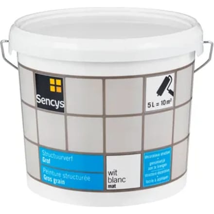 Sencys Structuurverf Grof Mat Wit 5l