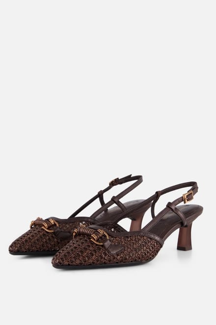Tamaris Slingback Met Hak bruin Raffia - Maat 39