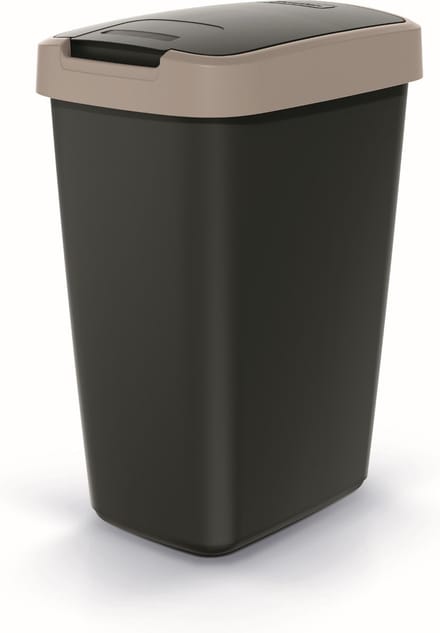 Prosperplast - Prullenbak / Afvalbak 25L - Zwart met lichtbruin frame