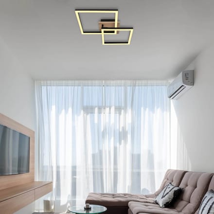 Globo Bossy LED plafondlamp, lengte 53, zwart/donker hout, hout