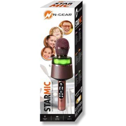 N-GEAR Star Mic - Bluetooth Karaoke Microfoon voor Kinderen - met Speaker & Verlichting - Draadloos - Rose Gold