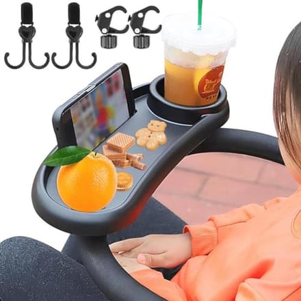 Multifunctionele kinderwagen organizer met snackbak en bekerhouder