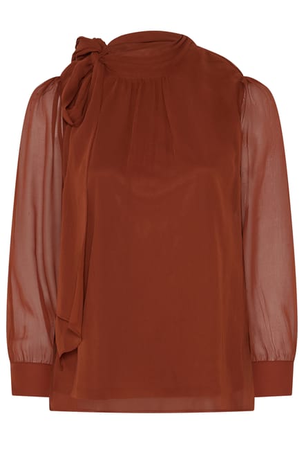 Yours London Bruine Blouse Met Strik Aan De Zijkant Size 48