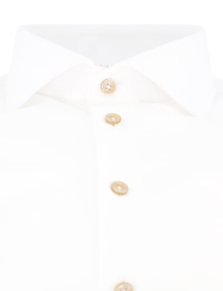 katoenen Ledub wit overhemd effen normale fit jersey