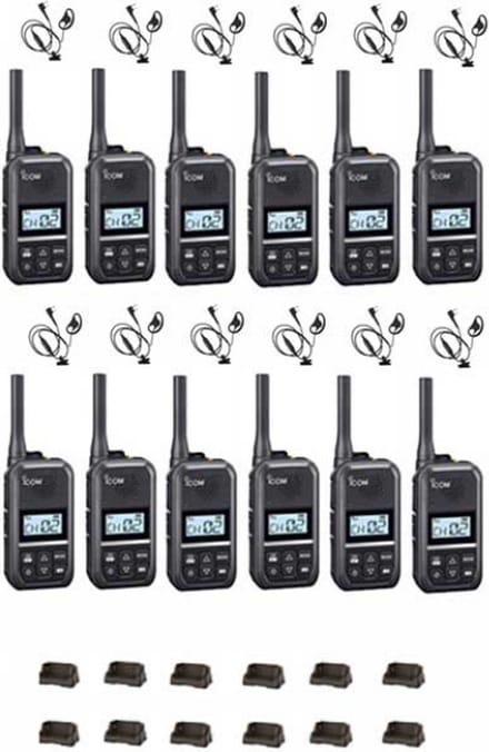 Set van 12 Icom IC-U20SR IP54 mini Portofoon met tafel lader en D-shape oortje