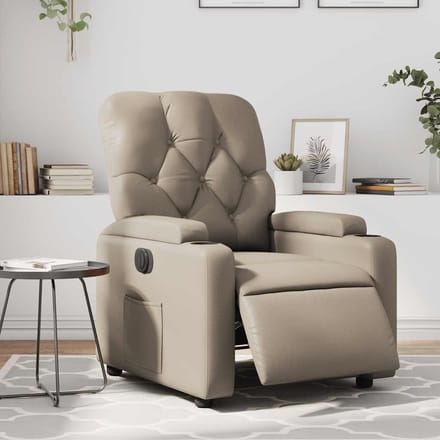 vidaXL Fauteuil verstelbaar elektrisch kunstleer cappuccinokleurig