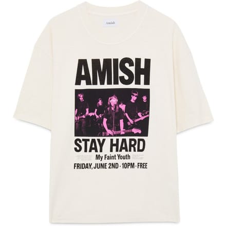 T-shirt Amish unisex crop jersey blijf hard geverfd - ecru