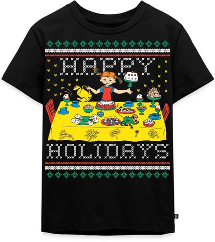 Pippi Langkous En Meneer Nilsson Happy Holidays Premium T Shirt Kinderen