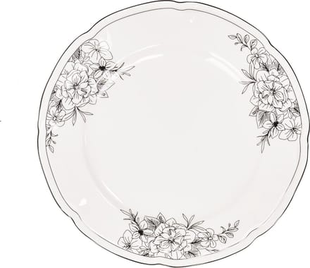 Housevitamin Bord Diner Les Fleurs Zwart/Wit Newbone China Ø26cm