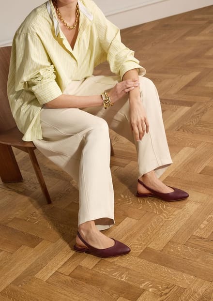 Manfield - Dames - Bordeaux rode leren slingbacks - Maat 37