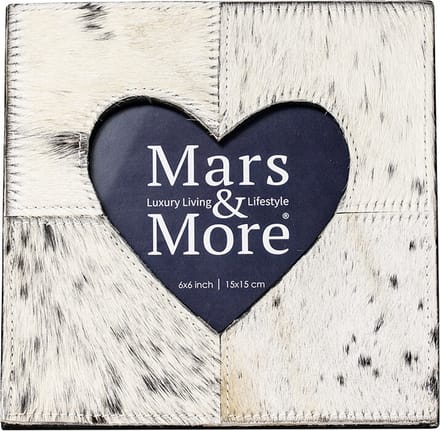 Mars&More Fotolijst koe hart zwart/wit 20x20cm leer