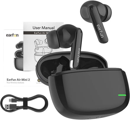 EarFun Air Mini 2 - Bluetooth Oordopjes - Compact Design - IPX7 Waterbestendig - 24 uur batterijduur - Zwart