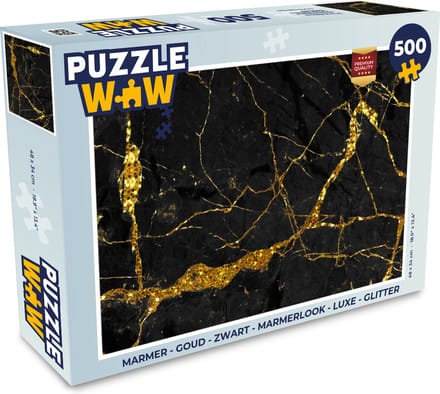 Puzzel Marmer - Goud - Zwart - Marmerlook - Luxe - Glitter - Legpuzzel - Puzzel 500 stukjes