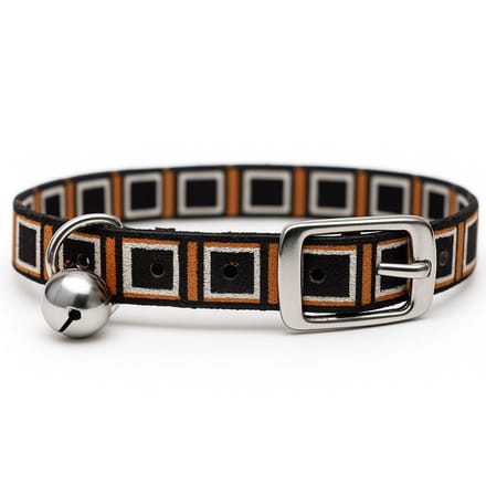 Animalking Kattenriem - Kattenbandje met Belletje - Halsband Kat - Cat Collar - Bruin Vierkant Patroon