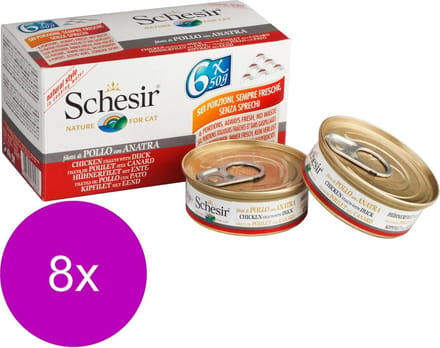 Schesir Kat Mp Blik Gekookt Kipfilet/Eend - Kattenvoer - 8 x (6x50 g)