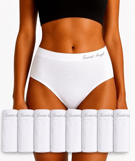 Sweet Angel Witte Dames Slips 8-Pack Maat M