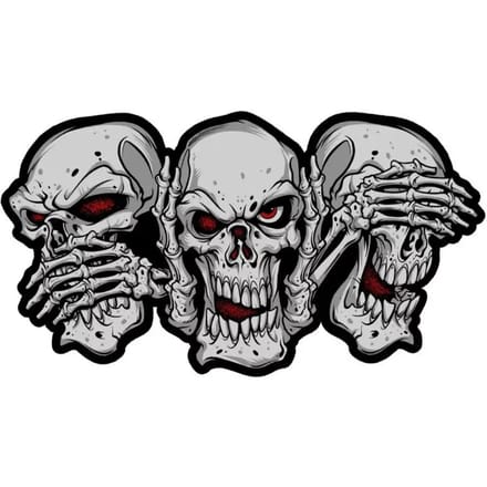 Motorfiets stickers Lethal Threat See Speak Hear No Evil Skulls