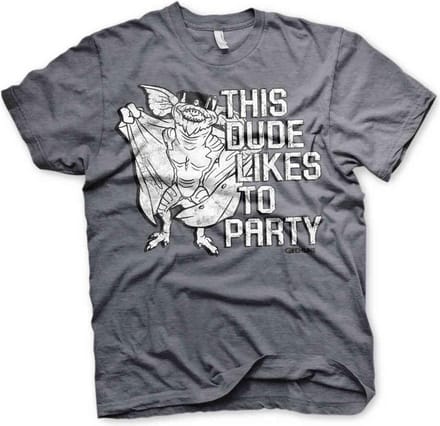 Gremlins Heren Tshirt -S- This Dude Likes To Party Grijs