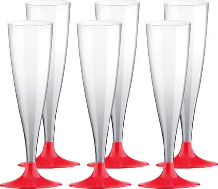 Santex Champagneglazen - 20x - plastic - 140 ml - rood - herbruikbaar
