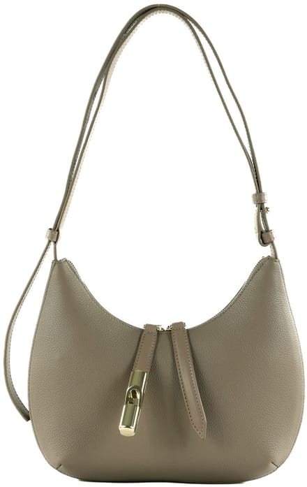 FURLA Leren Schoudertas Goccia Shoulder Bag Stucco Gray + Mauve Grijs