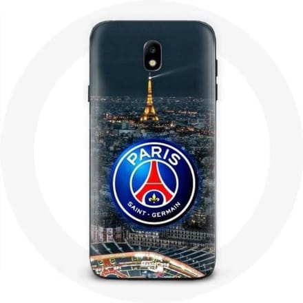 Coque - maniacase - Samsung Galaxy J7 2017 - Noir - Souple - PSG Logo Tour Eiffel noir