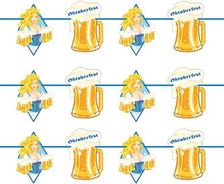 3x Oktoberfest/bierfeest slingers met blonde dame 10 meter - Feestartikelen versiering