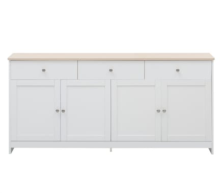 Sideboard / Buffetkast 160 cm - Witte Houtlook & 3 Lades - Multifunctioneel voor Woonkamer/Keuken