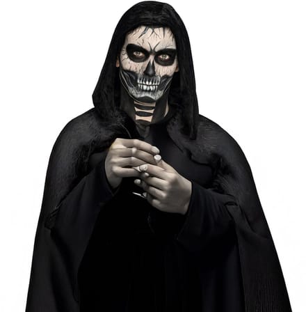 Boland Verkleed set Doodskop - schmink en cape - Carnaval/Halloween - griezelfeest