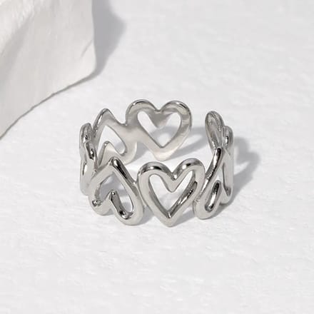 JewelGalerie-Ringen-Open Hartjes-Zilver