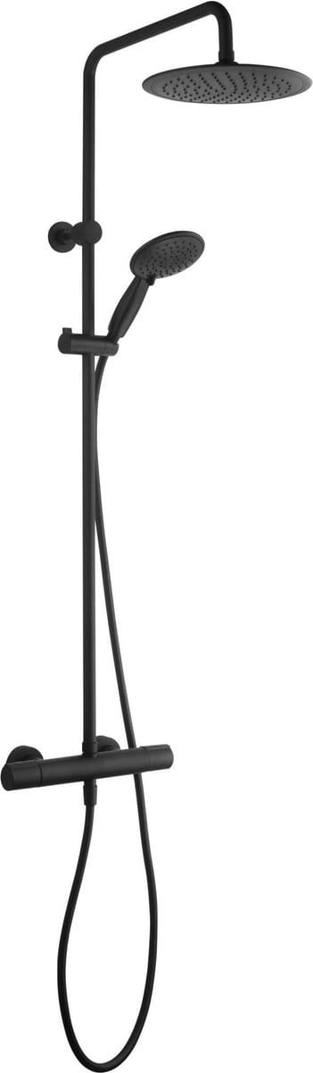 Saqu Dream Regendouche - Ø 25cm - met Thermostaatkraan - Mat Zwart - Rond