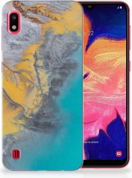 Samsung Galaxy A10 TPU Siliconen Hoesje Marble Blue Gold