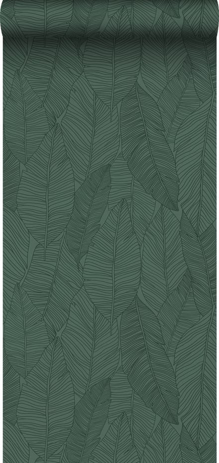 ESTAhome behang getekende bladeren donkergroen - 53 cm x 10.05 m - 139449
