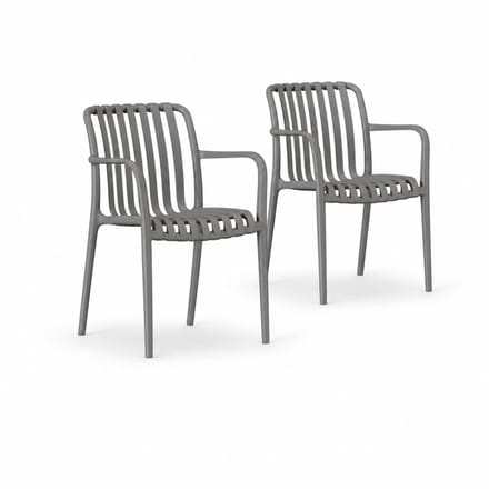 DS4U® - Max tuinstoel - Set van 2 - Grijs - Kunststof - Met armleuning
