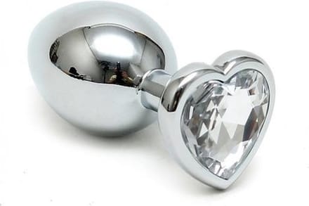 Anaal - Buttplug - Hartvorm - RVS - Metaal - Chrystal Diamant - Diameter 2.8cm