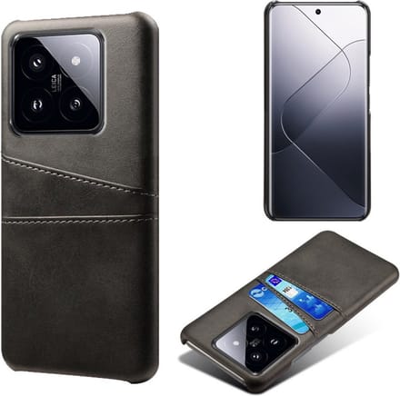 Backcover met Opbergvakjes + PMMA Screenprotector voor Xiaomi 14 _ Zwart