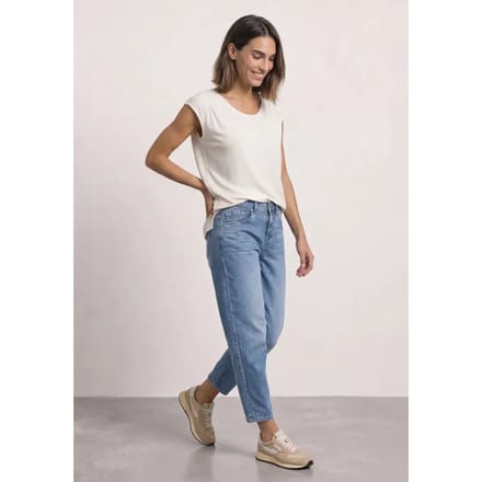 Shirt met afhangende schouders en elastische zoom