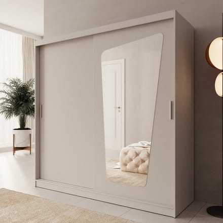 Meubella - Moyo - Kledingkast - 2 schuifdeuren - Beige - 200x62x200 cm