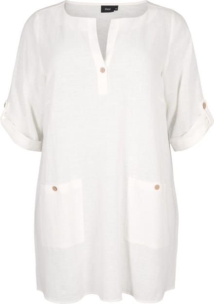 ZIZZI MSIGGA 1/2 TUNIC Dames Tuniek - White - Maat S (42-44)
