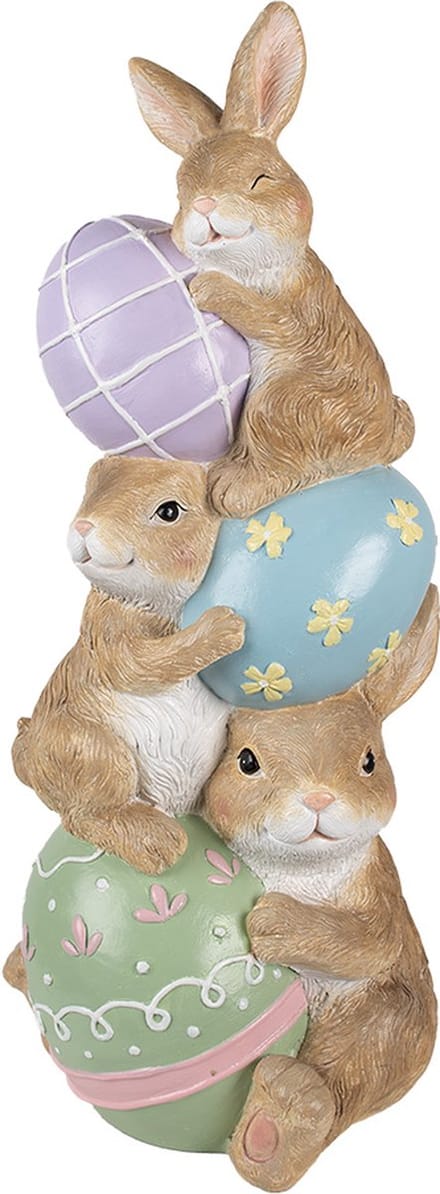 Clayre & Eef Decoratie Beeld Konijnen 31x25x72 cm Bruin Keramisch materiaal