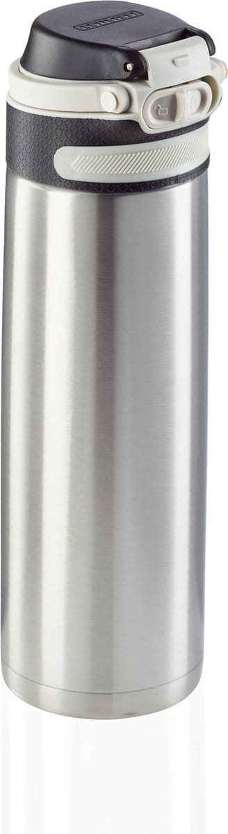 Leifheit thermosbeker Flip - 600 ml - RVS - zilver
