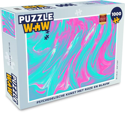 Puzzel Kunst - Roze - Blauw - Psychedelisch - Legpuzzel - Puzzel 1000 stukjes volwassenen