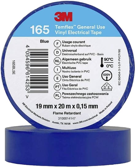 3M Isolatie Tape - 19mm breed - 0,152mm dik - 20 meter - Blauw