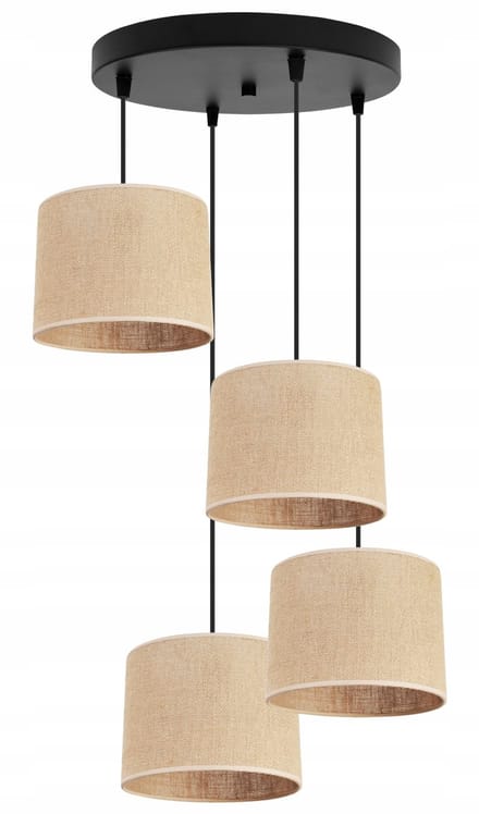 Light Home JUTA - Hanglamp 4-Lichts Ovaal - Stoffen Kap Ø20 cm - Beige - E27