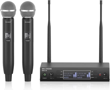 Draadloos microfoonsysteem 328ft bereik - 2 metalen microfoons voor karaoke, optredens en DJ