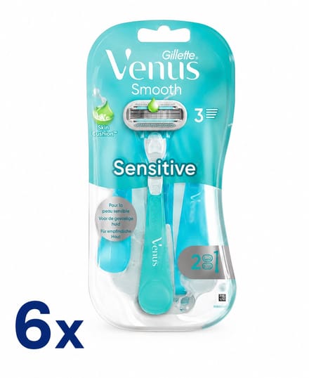 Gillette Venus Extra Comfort Sensitive Scheermesjes met Houder – 6 Stuks – Voordeelverpakking